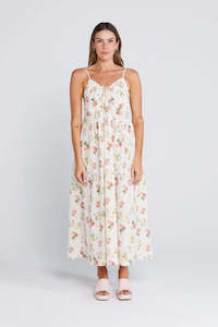 Zinnia Summer Haven Cream Floral Strappy Midi Dress