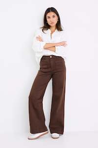 Zoey Chocolate High Rise Wide Leg Pocket Jean