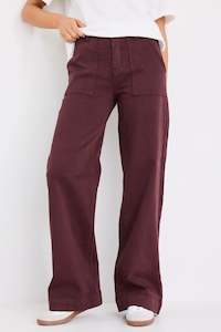 Denim Sale: Feature Eggplant Mid Rise Front Pocket Wide Leg Jean