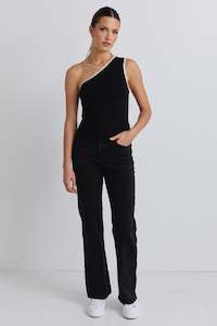 Farah Washed Black High Rise Soft Flare Jean