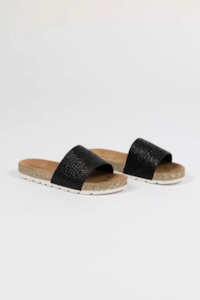 Slides And Shorts: Dream Black Raffia Slide