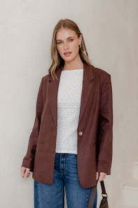 Atlantic Chocolate Linen Classic Blazer