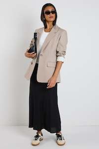 Blazers: Dock Taupe Ramie Rolled Sleeve Blazer