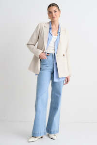Blazers: Atlas Natural Linen Double Breasted Blazer
