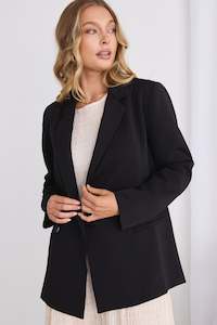 Blazers: Mason Black Crepe Boyfriend Blazer