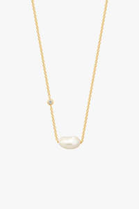 Pearl Bar Gold Necklace