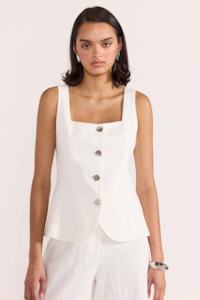 Staple The Label: Eden White Silver Button Vest