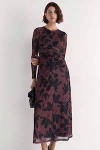 Staple The Label: Olina Brown Floral Mesh Maxi Dress