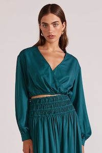 Leila Emerald LS Cropped Top