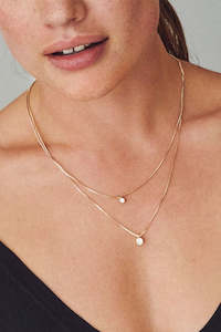Lucia Pi Gold Double Necklace with Crystal