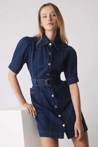 Esmaee: Podium Indigo Mini Denim Dress