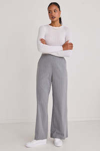 Get The Set: Best Life Grey Pinstripe Wide Leg Pant