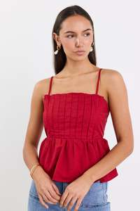 Ethical Fair: Rio Plum Pleated Bodice Strappy Peplum Top