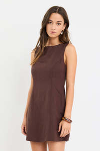 Ethical Fair: Venice Chocolate Boat Neck Fitted Mini Dress