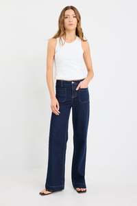 Ethical Fair: Zoey Indigo Tall High Rise Wide Leg Pocket Jean