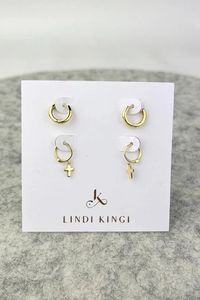 Supporting Local: Sleeper + Tiny Cross Gold Earring Set