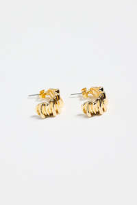 Pleated Wide Gold Huggie Earring