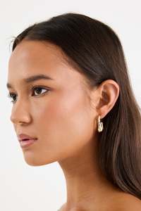 Organic Wavy Hook Gold Stud Earring