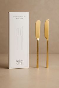 Just A Little Something: Matte Gold Two Piece Cheese Knife Set