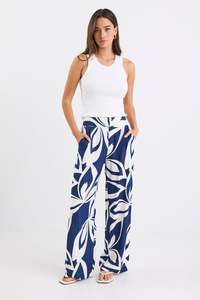 Autumn Tones: Metropolitan Navy Cutout Print Wide Leg Pants