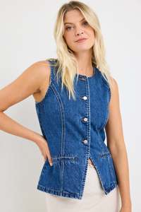 Denim Sale: Baseline Marine Blue Denim Vest Top