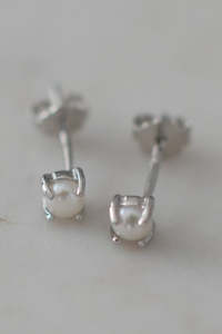 Sophie: Mini Pearl Stud EOL Earrings Silver