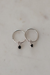 Mini Rock Sleeper EOL Earrings Black Silver