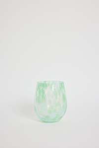 Just A Little Something: Stemless Green Aqua Splatter Wine Glass