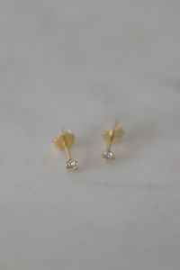 Mini Rock Stud EOL Earrings Clear Gold