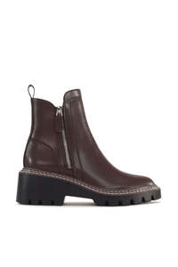 Boots: Vianne Dark Brown Chunky Leather Boot