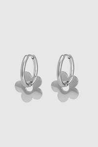 Gifts Under 75: Daisy Charm Silver Plated Hoop Earring