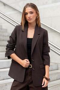 Diploma Dark Chocolate Two Button Vent Sleeve Blazer