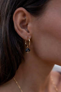 Gifts Under 75: Aura 18k Gold Plate EOL with Herkimer Quartz Hoop Earring