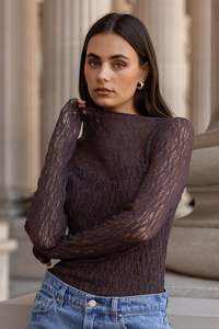 Giving Chocolate Lace Long Sleeve Top