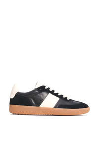 Sneakers: Antigo Black Suede Leather Stripe Casual Sneaker