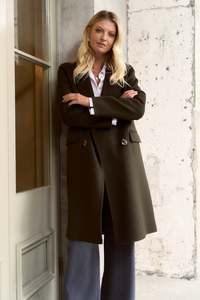 Stockholm Khaki Wool Double Breasted Coat