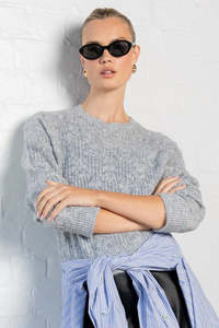 Adulation Grey Marle Pointelle Fluffy Jumper