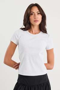 Back In Stock: Study Snow Marle Rib Longer Baby Tee
