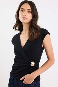 Back In Stock: Magnetic Black Crossover Front Sleeveless Top