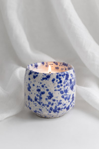 Blue Splash Glazed Ceramic Soy Wax Candle