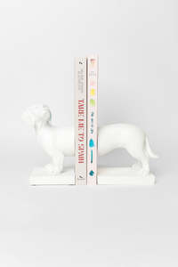 All Home Beauty: Woof Woof White Set2 Bookends