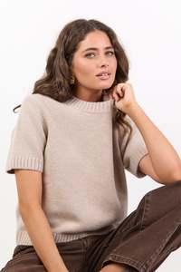 Back In Stock: Goddess Oat Wool Cashmere Knit Tee