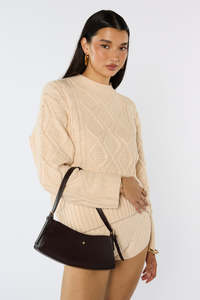 Autumn Tones: Bessi Chocolate Vegan Leather Gold Hardware Shoulder Bag