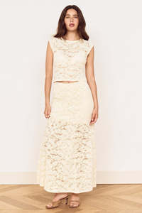 Autumn Tones: Ophelia Cream Lace Maxi Skirt