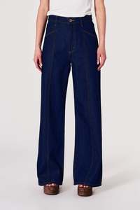 Relaxed Sailor Soho Dark Blue Deco Wide Long Jean