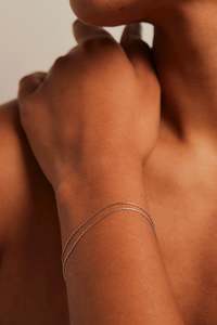 Fine Double EOL Chain Rhodium Bracelet