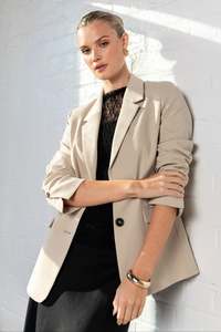 Diploma Taupe Two Button Vent Sleeve Blazer