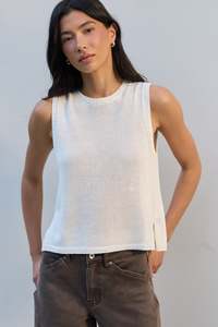 Ethical Fair: Salute Ivory Relaxed Sleeveless Knit Top