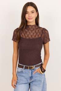 Ethical Fair: Providing Chocolate Lace Short Sleeve Top