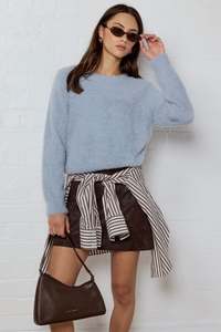 Back In Stock: Timeless Chocolate Faux Suede Mini Skirt